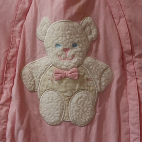 Casual Time Vintage 90s 24M Girls Snow Suit Pink Winter Teddy Bear - Picture 3 of 16